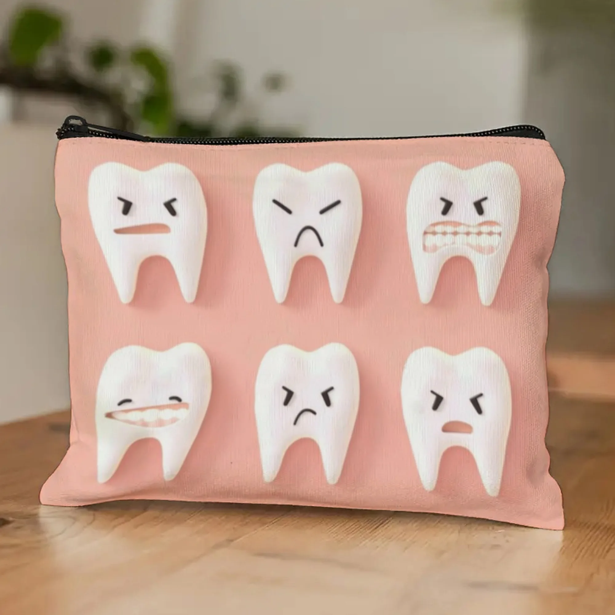 Tooth Cosmetic Pouch Dental-Themed Cartoon Teeth Print with Sarcastic Emotion Zippered Makeup Bag for Daily or Travel Use
Tooth Cosmetic Pouch Dental-Themed Cartoon Teeth Print with Sarcastic Emotion Zippered Makeup Bag for Daily or Travel Use
