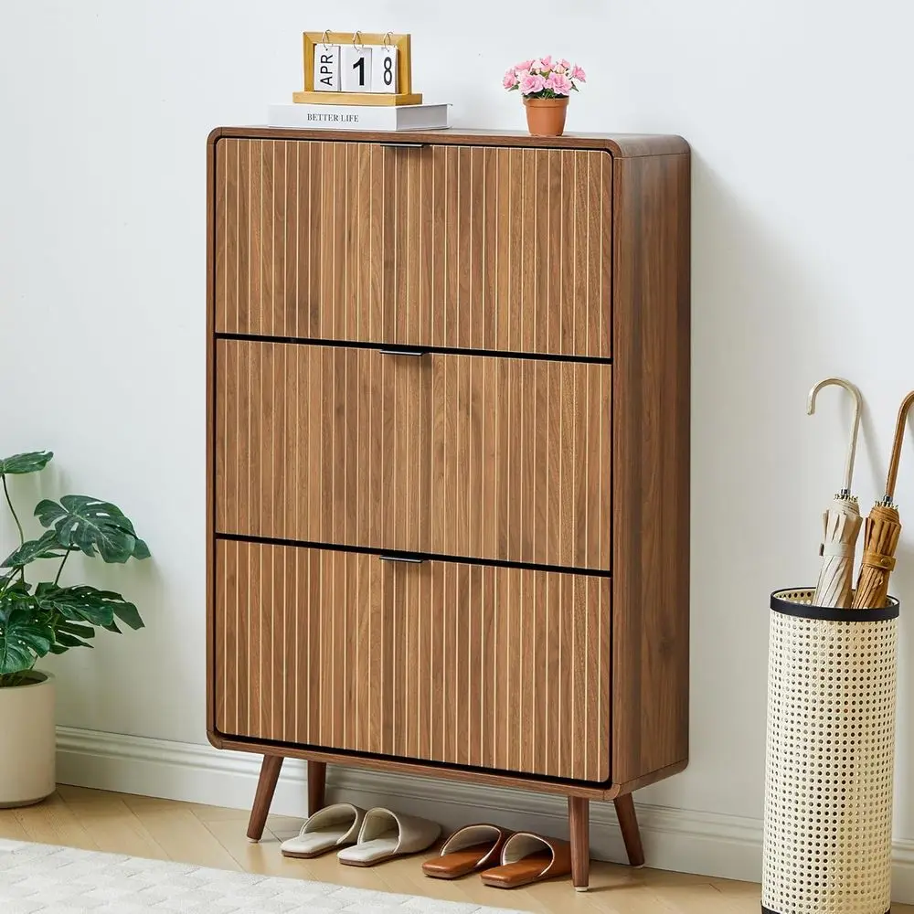 47 Walnut Tall Shoe Cabinet with 3 Doors, Slim Storage Organizer for Entryway or Hallway
47 Walnut Tall Shoe Cabinet with 3 Doors, Slim Storage Organizer for Entryway or Hallway