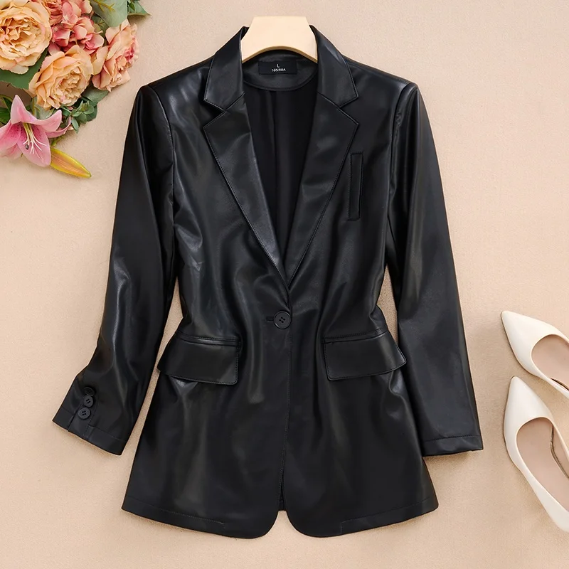 Women's Long Sleeve PU Leather Jacket Windproof Waterproof Suit Collar Coat Large Size Outerwear Top Fashion Commute Style
Women's Long Sleeve PU Leather Jacket Windproof Waterproof Suit Collar Coat Large Size Outerwear Top Fashion Commute Style
