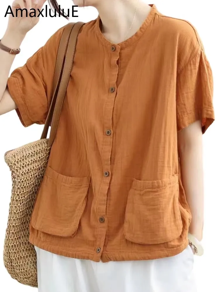 Amax LuluE Brand Summer Women Fashion Classic Soild Blouses Ladies Leisure O Neck Shirts Loose Cotton Linen Clothes Vintage Tops
Amax LuluE Brand Summer Women Fashion Classic Soild Blouses Ladies Leisure O Neck Shirts Loose Cotton Linen Clothes Vintage Tops