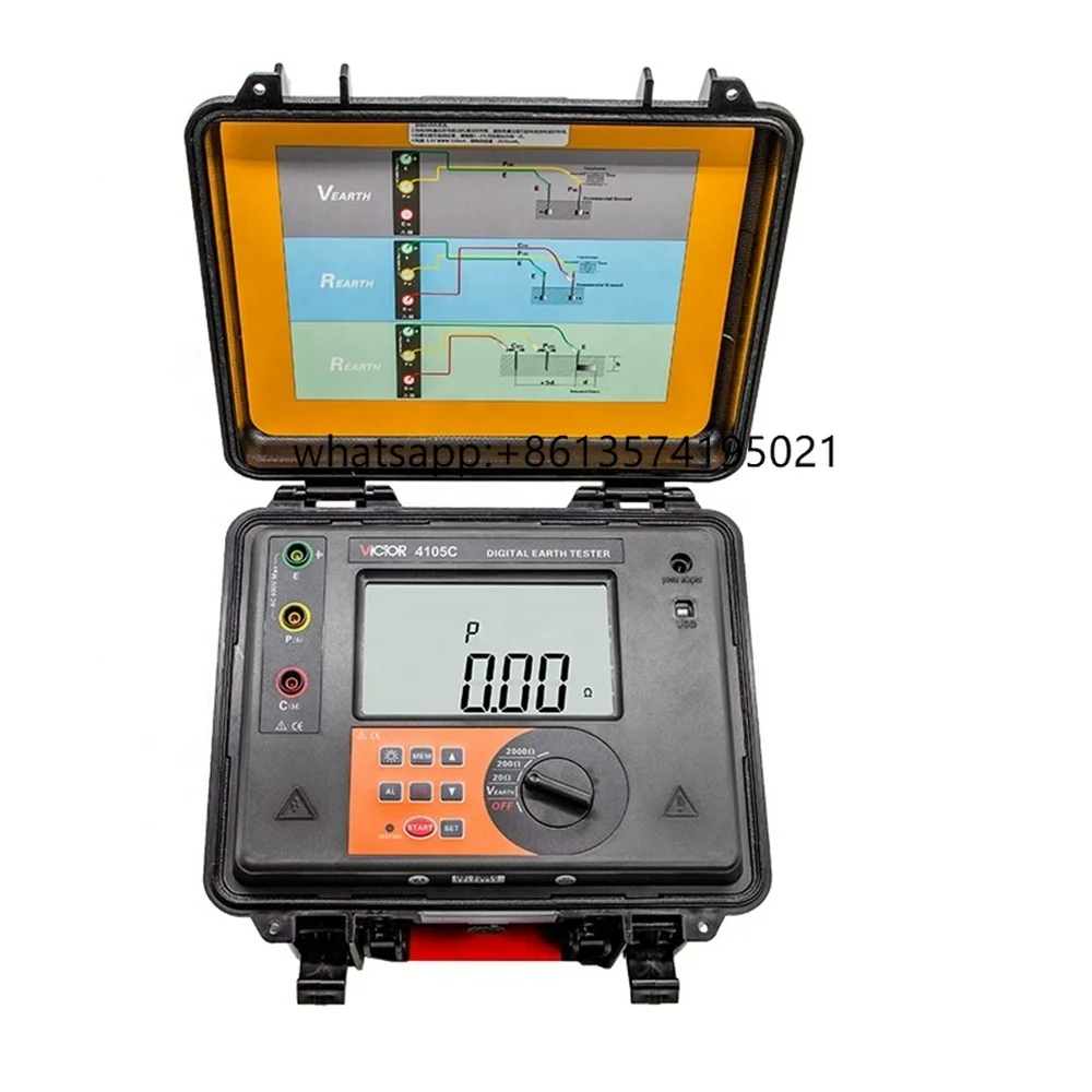 VICTOR 4105C Digital Ground Resistance Tester Soil Resistivity Electrical Tester Light Protection Inspection Large LCD Display
VICTOR 4105C Digital Ground Resistance Tester Soil Resistivity Electrical Tester Light Protection Inspection Large LCD Display