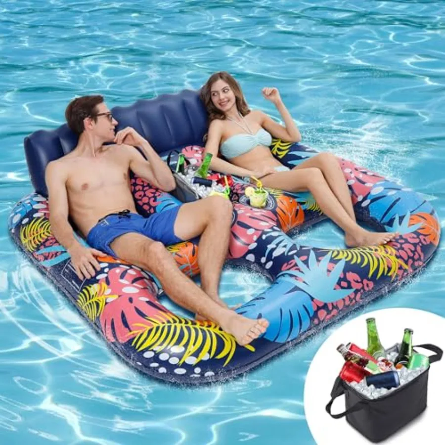 Pool party lake beach river use: heavy duty PVC blue extra-thick inflatable 2-person float with cup holders backrest and remova
Pool party lake beach river use: heavy duty PVC blue extra-thick inflatable 2-person float with cup holders backrest and remova