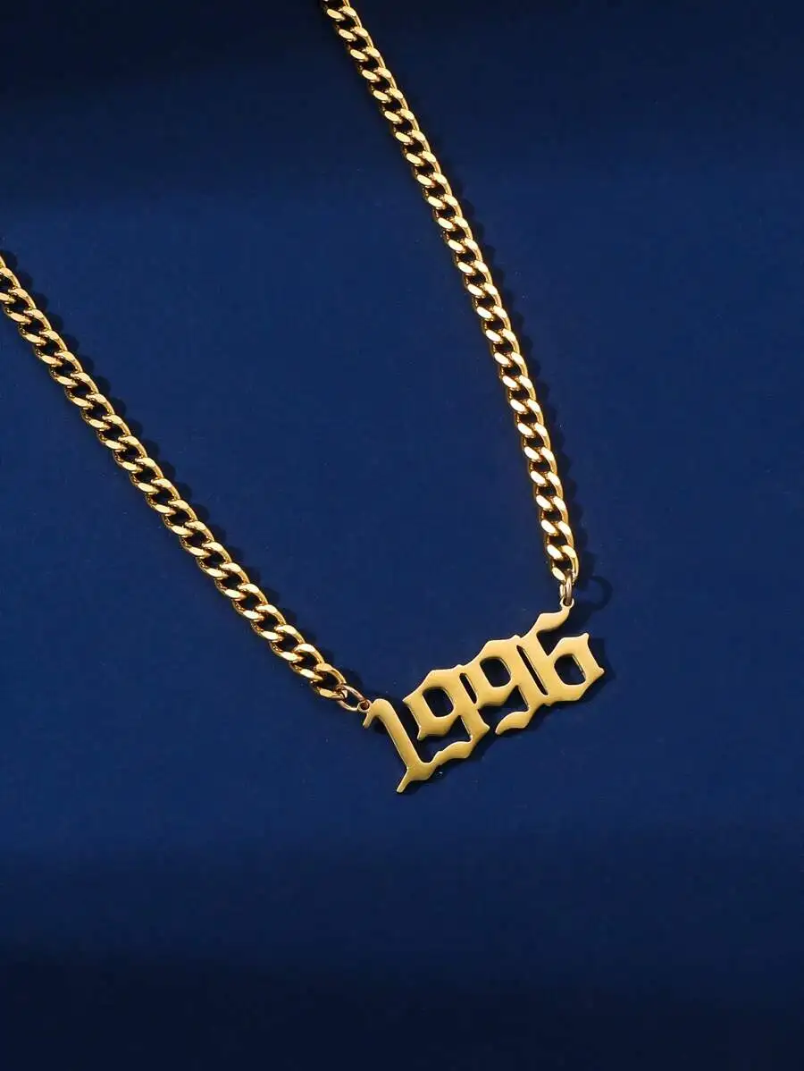 1pc Personalized Men's Stainless Steel Year Pendant Necklace, Suitable For Commemorative Purposes
1pc Personalized Men's Stainless Steel Year Pendant Necklace, Suitable For Commemorative Purposes
