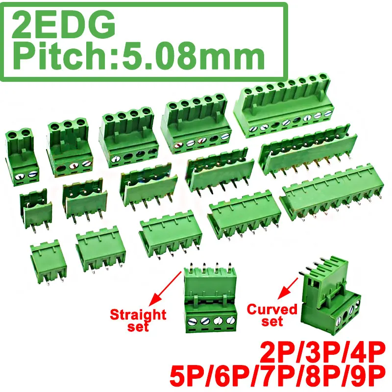 5Pair 5.08mm 2EDG 2/3/4/5/6/7/8/9Pin PCB Screw Terminal Block Wire Connector 5.08mm Pitch 300V10A Straight Pin Plug-in Soc
5Pair 5.08mm 2EDG 2/3/4/5/6/7/8/9Pin PCB Screw Terminal Block Wire Connector 5.08mm Pitch 300V10A Straight Pin Plug-in Soc
