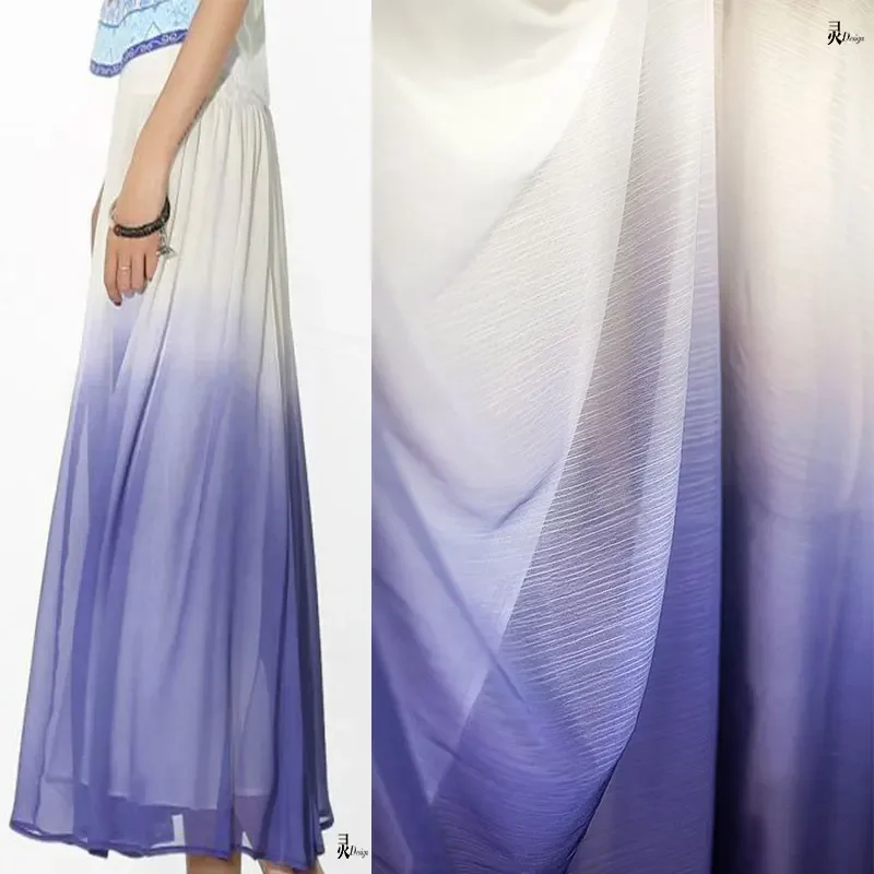 Blue White Gradient Chiffon Fabric Stage Fashion Dress Georgette Hanfu Ancient Style Clothing Designer Diy Sewing By The Meter
Blue White Gradient Chiffon Fabric Stage Fashion Dress Georgette Hanfu Ancient Style Clothing Designer Diy Sewing By The Meter