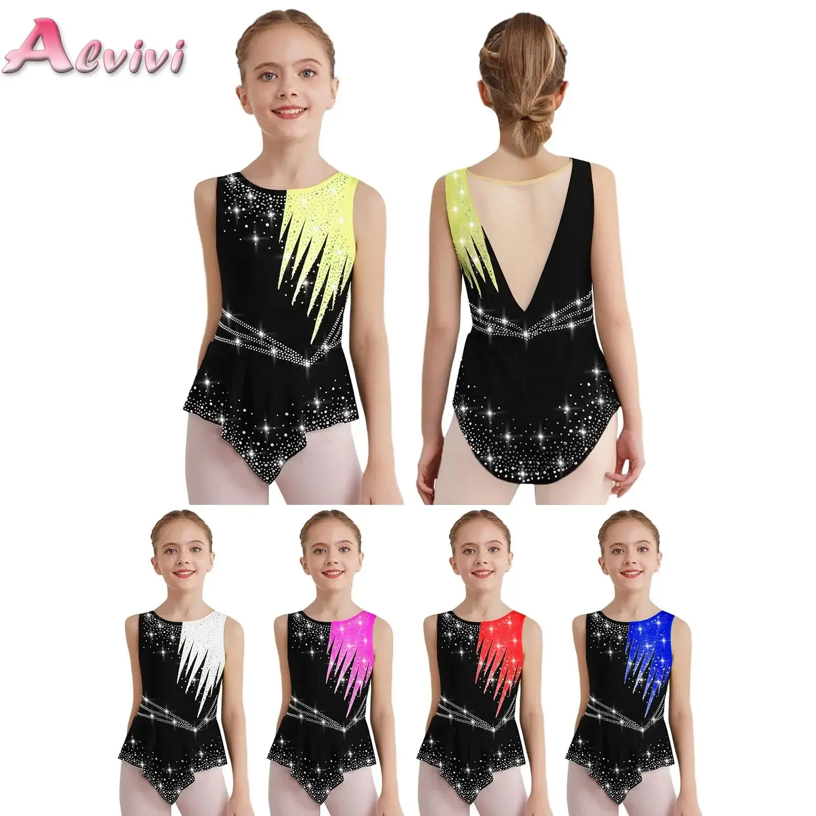 Girls Rhythmic Gymnastics Sleeveless Leotard Kids Figure Skating Dress Sparkly Rhinestones Dance Ballet Tutu Competition Costume
Girls Rhythmic Gymnastics Sleeveless Leotard Kids Figure Skating Dress Sparkly Rhinestones Dance Ballet Tutu Competition Costume