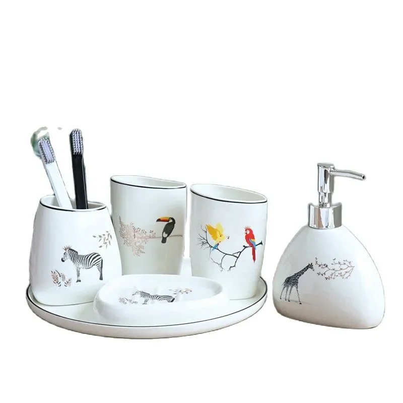 Wedding Gift Bathroom Kit Ceramic Six-Piece Set Nordic Green Plants Washing Melamine Tray
Wedding Gift Bathroom Kit Ceramic Six-Piece Set Nordic Green Plants Washing Melamine Tray