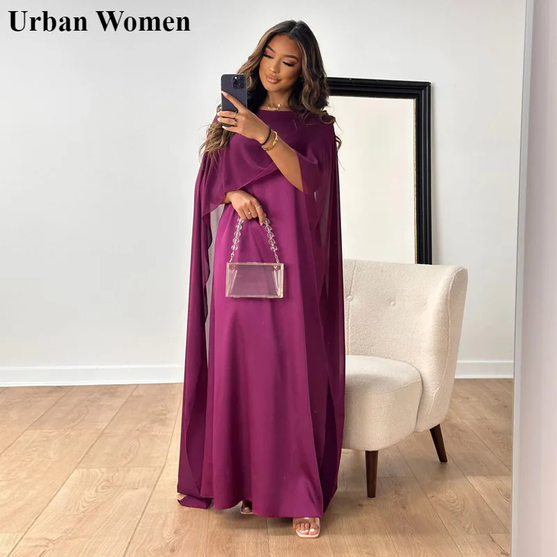Autumn Fashion Muslim Women Dress Elegant Solid Chiffon Cloak Satin Dress Dubai Abaya Women
Autumn Fashion Muslim Women Dress Elegant Solid Chiffon Cloak Satin Dress Dubai Abaya Women