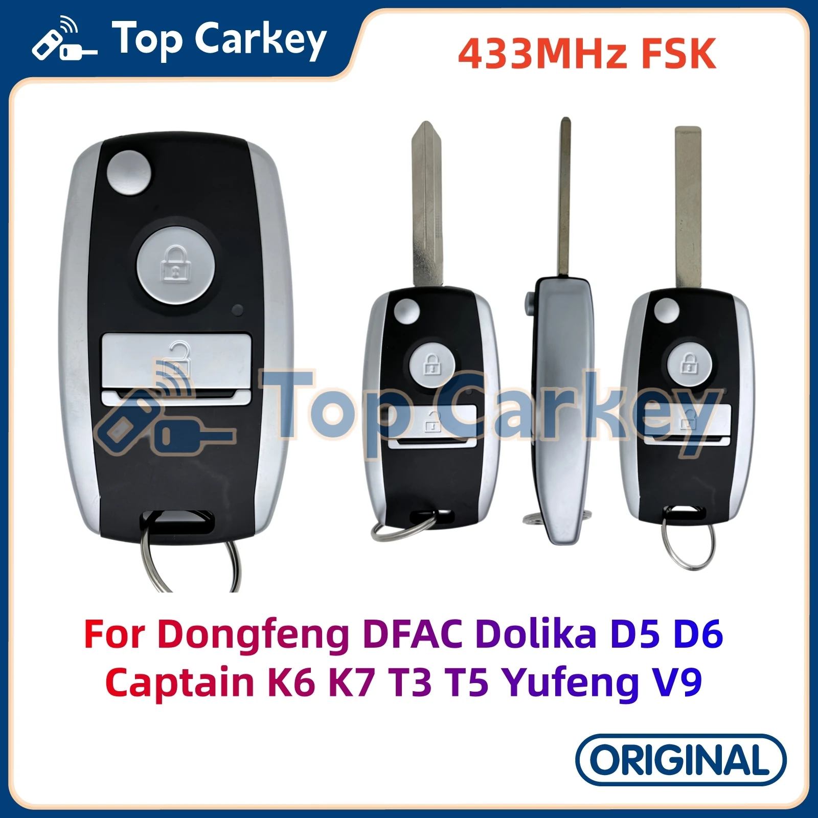 TopCarkey K32551A Original Flip Remote Key 433MHz for Dongfeng DFAC Dolika D5 D6 Captain K6 K7 T3 T5 Yufeng V9 E-Travel
TopCarkey K32551A Original Flip Remote Key 433MHz for Dongfeng DFAC Dolika D5 D6 Captain K6 K7 T3 T5 Yufeng V9 E-Travel