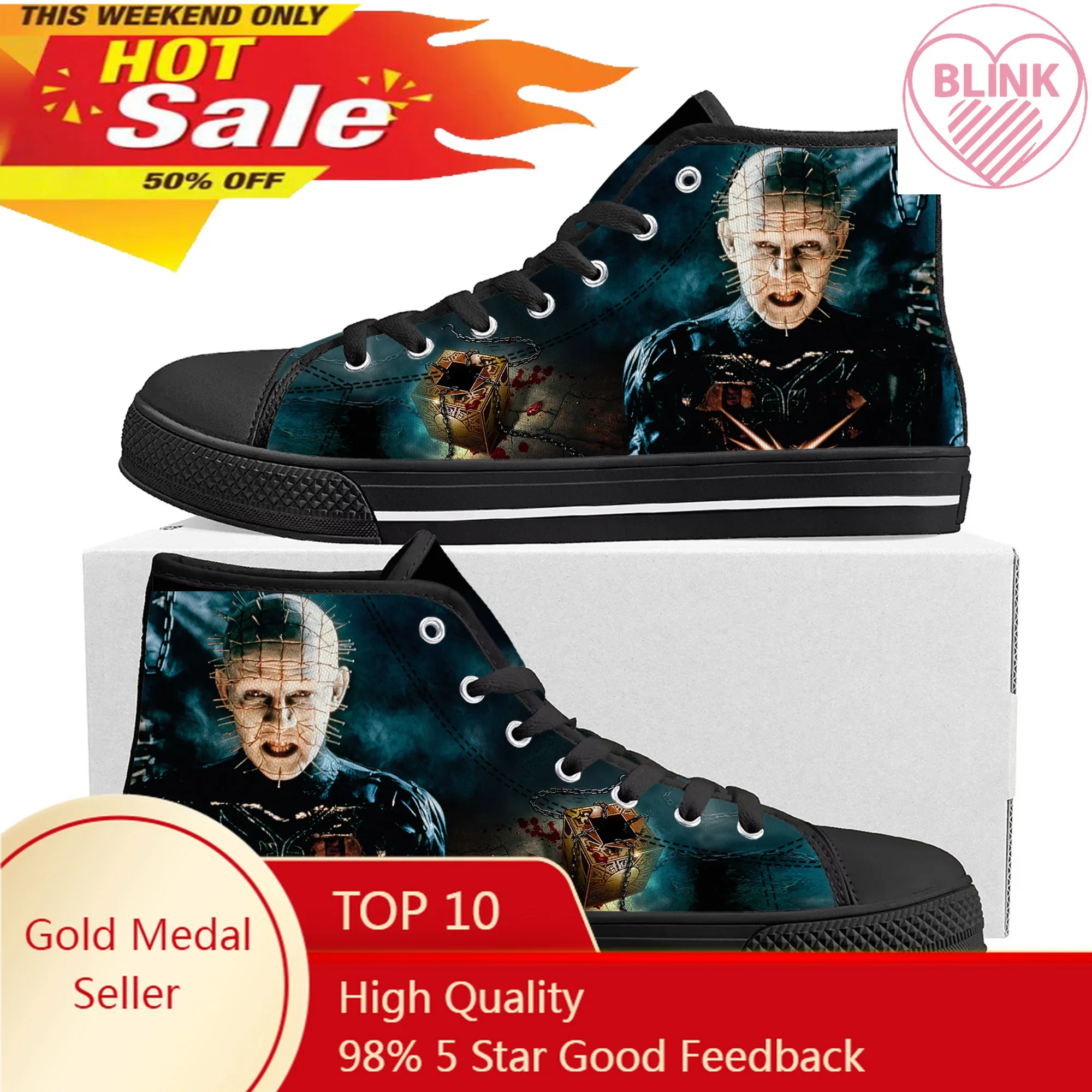Высокие кроссовки Hellraiser для Хэллоуина, мужские и женские, из текстиля, повседневная обувь для пар, под заказ
Высокие кроссовки Hellraiser для Хэллоуина, мужские и женские, из текстиля, повседневная обувь для пар, под заказ