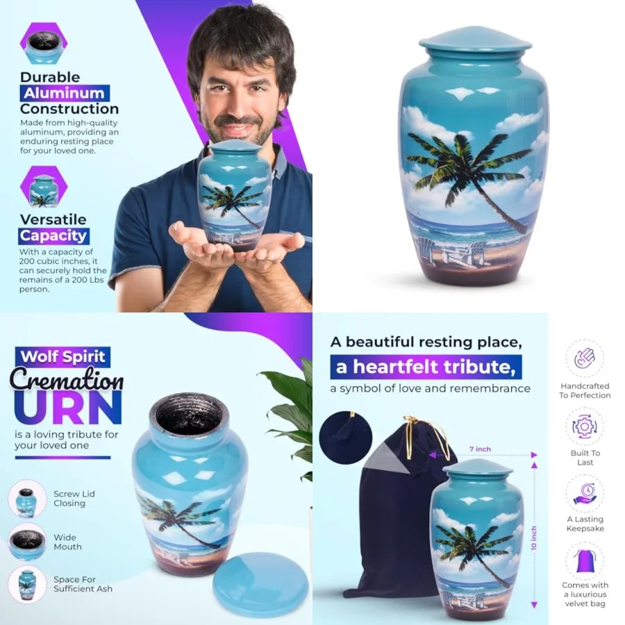 URNS Beach Blue Cremation Urn for Human Ashes - Adult Funeral Urn Handcrafted - Affordable Urn for Ashes Adult (200 lbs 10.5 x
URNS Beach Blue Cremation Urn for Human Ashes - Adult Funeral Urn Handcrafted - Affordable Urn for Ashes Adult (200 lbs 10.5 x