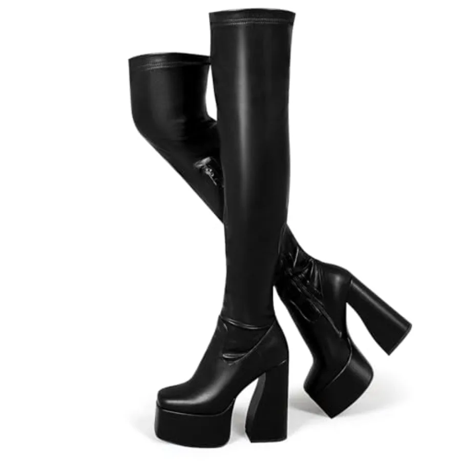 Platform Thigh High Boots for Women Chunky Block Heels Over The Knee Boots Stretch Go-Go Boot Square Toe Party Boots with Zippe
Platform Thigh High Boots for Women Chunky Block Heels Over The Knee Boots Stretch Go-Go Boot Square Toe Party Boots with Zippe
