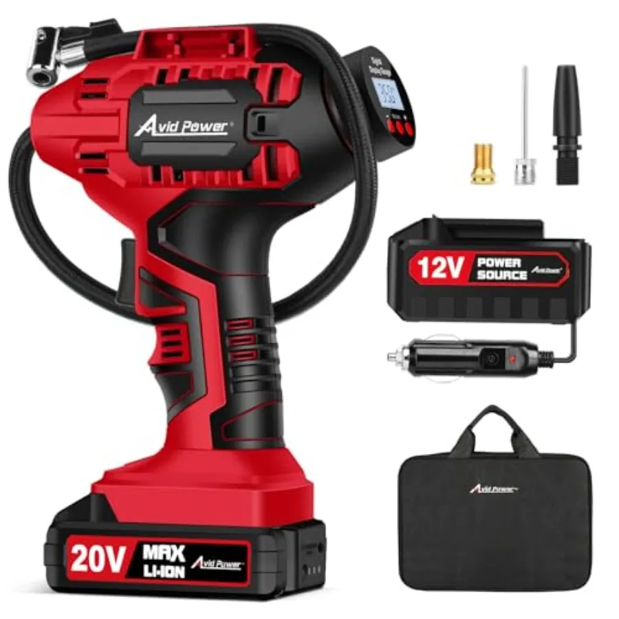 Tire Inflator Portable Air Compressor 20V Cordless Car Tire Pump Rechargeable Battery Powered Air Compressor w/12V DC Adapter D
Tire Inflator Portable Air Compressor 20V Cordless Car Tire Pump Rechargeable Battery Powered Air Compressor w/12V DC Adapter D