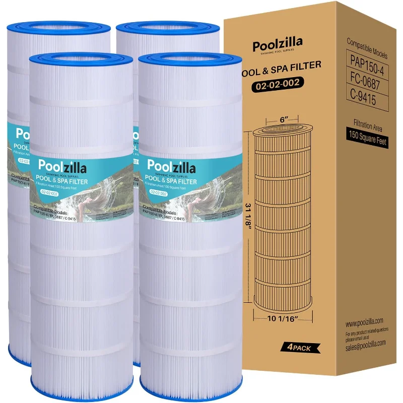 Комплект из 4 сменных картриджей Poolzilla для CC150, CCRP150, PAP150, Unicel C-9415, R173216, 59054300, Filbur FC-0687
Комплект из 4 сменных картриджей Poolzilla для CC150, CCRP150, PAP150, Unicel C-9415, R173216, 59054300, Filbur FC-0687