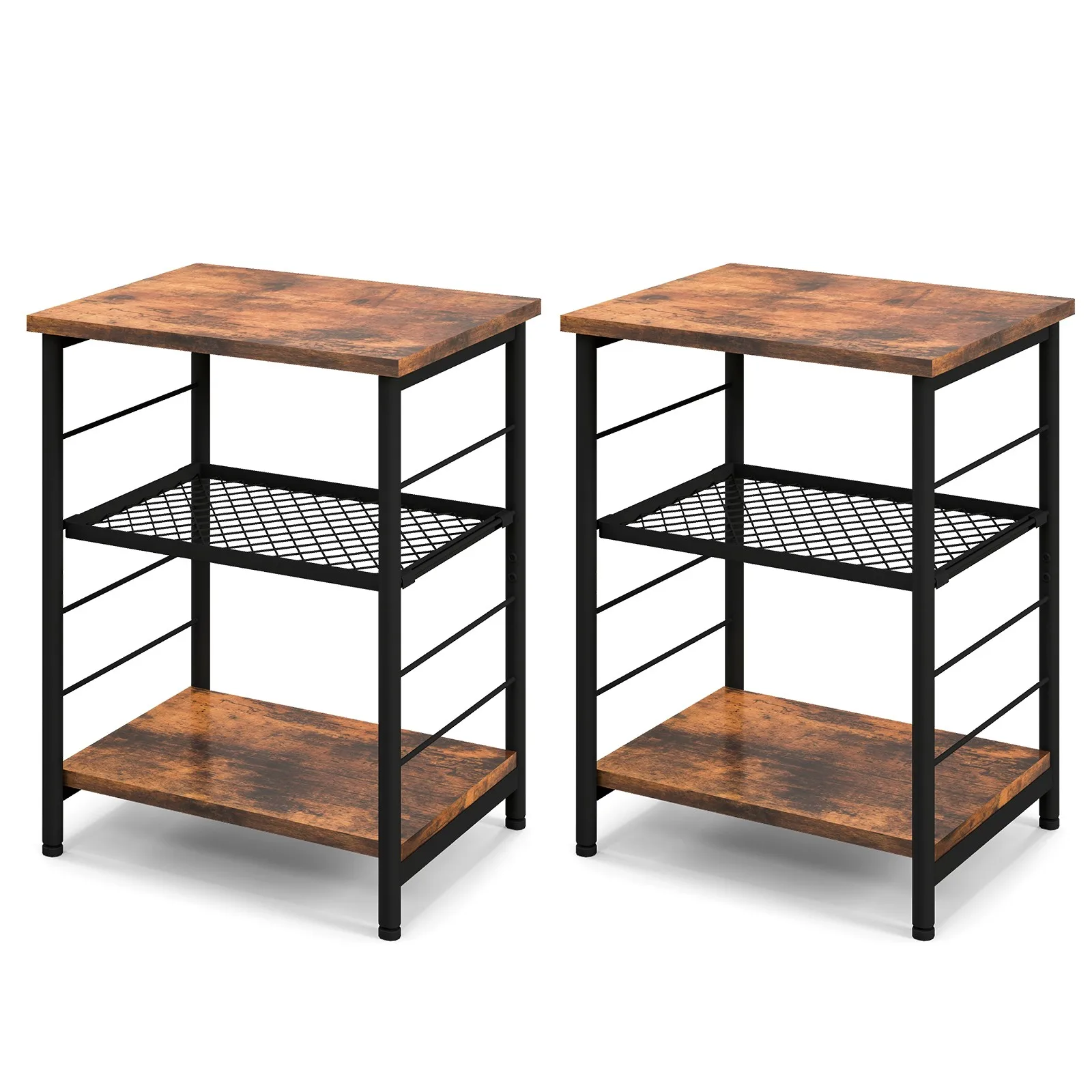 2 PCS 3-Tier Side End Table w/ Adjustable Mesh Shelf Narrow Nightstand
2 PCS 3-Tier Side End Table w/ Adjustable Mesh Shelf Narrow Nightstand