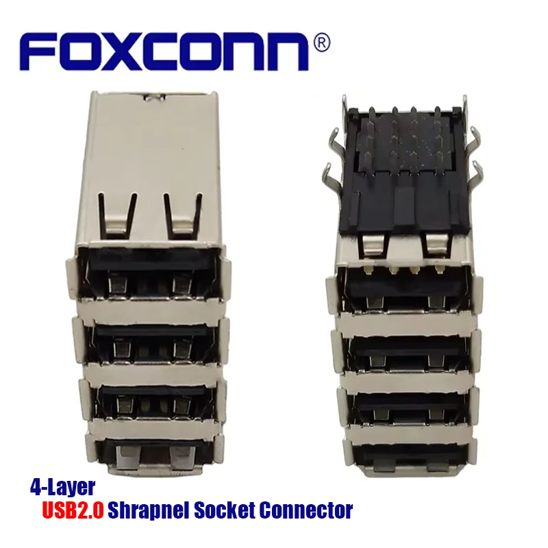 Foxconn UB11123-QM6-4F Type A USB Socket Connector USB2.0*4 4-Layer Usb2.0 Shrapnel Socket Connector
Foxconn UB11123-QM6-4F Type A USB Socket Connector USB2.0*4 4-Layer Usb2.0 Shrapnel Socket Connector