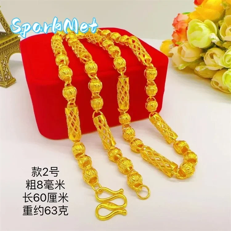 Sparkmet 9999 24K real gold round bead hexagonal square necklace frosted collarbone chain gold full match men's and women's gold
Sparkmet 9999 24K real gold round bead hexagonal square necklace frosted collarbone chain gold full match men's and women's gold