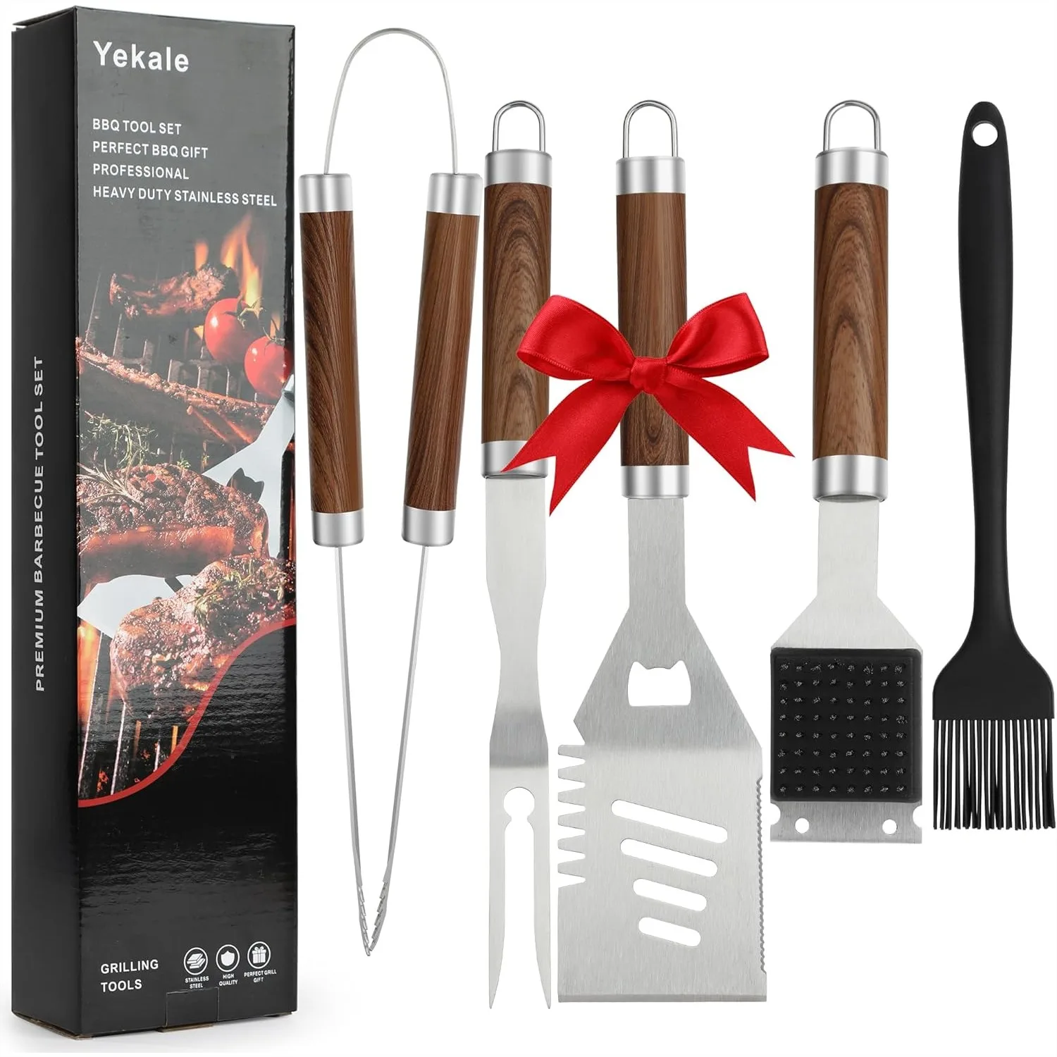 BBQ Grill Accessories Set, 5-Piece Grilling Tools with Spatula Fork Tongs Brush, Heavy-Duty Stainless Steel for Outdoor Barbecue
BBQ Grill Accessories Set, 5-Piece Grilling Tools with Spatula Fork Tongs Brush, Heavy-Duty Stainless Steel for Outdoor Barbecue