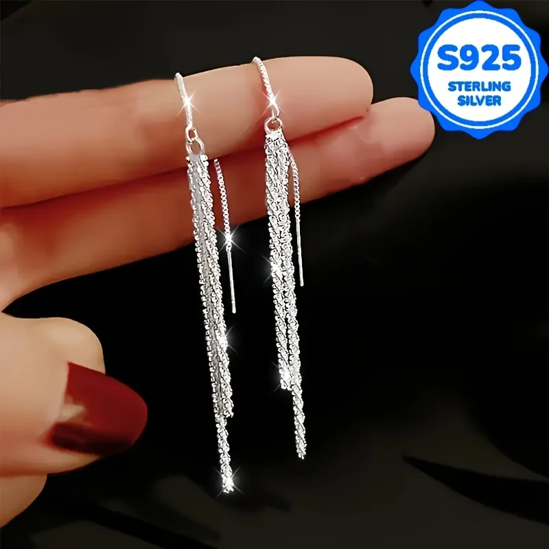 A pair of 2 pieces, women's fashionable hanging earrings, retro Bohemian style, hypoallergenic S925 silver, sparkling long ear l
A pair of 2 pieces, women's fashionable hanging earrings, retro Bohemian style, hypoallergenic S925 silver, sparkling long ear l