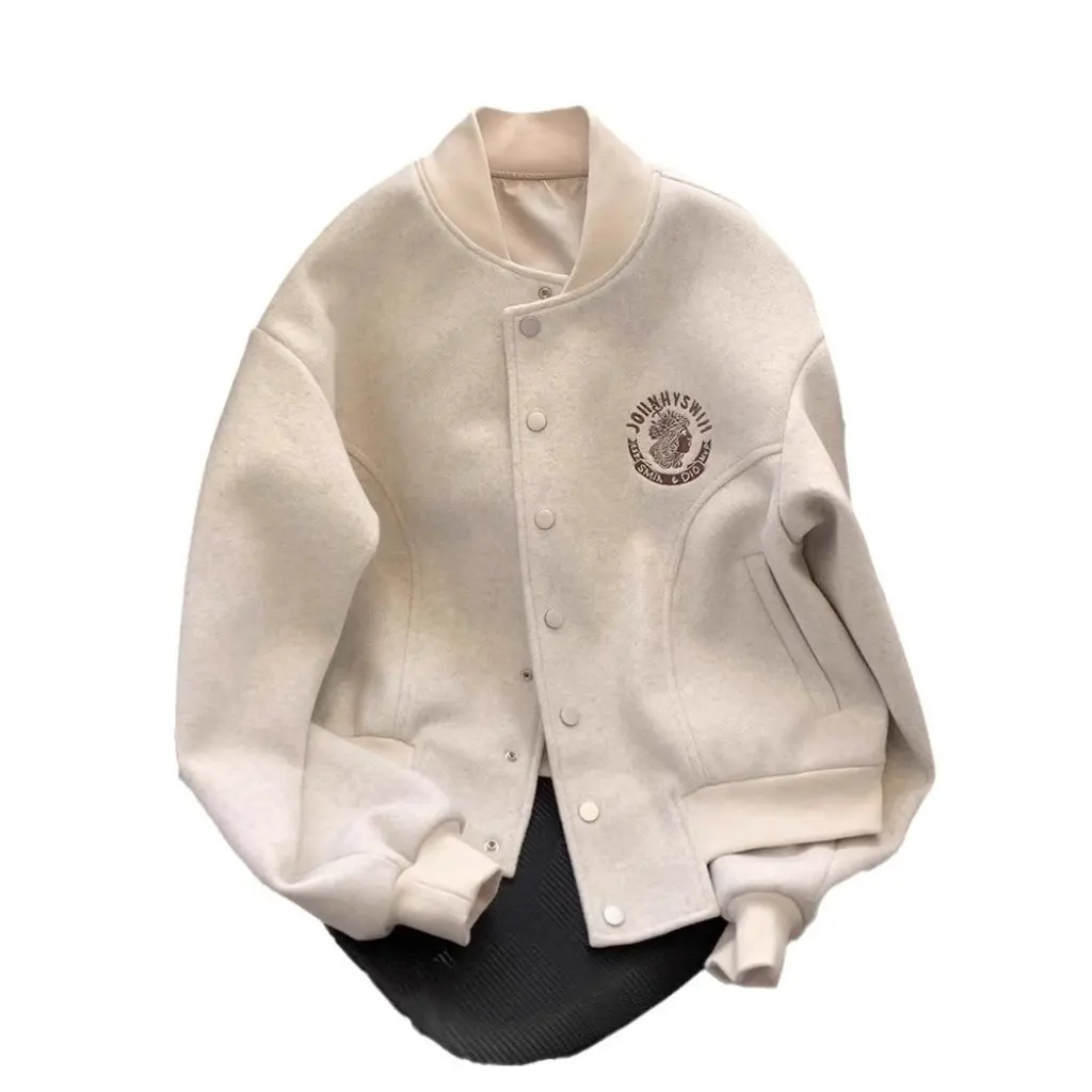 Women's Style Woolen Coat Loose Bomber Jacket Cardigan Outer Wear for Spring And Autumn Early Season 
Women's Style Woolen Coat Loose Bomber Jacket Cardigan Outer Wear for Spring And Autumn Early Season