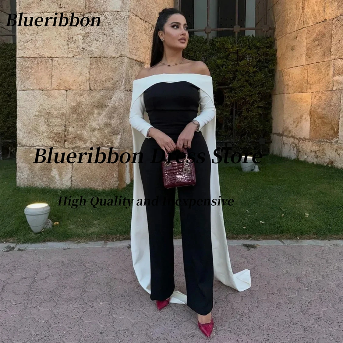 Blueribbon Black Jumpsuits Women Wear Evening Party Customized Contrast Color Long Sleeves Shoulder Flutters Prom Dresses
Blueribbon Black Jumpsuits Women Wear Evening Party Customized Contrast Color Long Sleeves Shoulder Flutters Prom Dresses