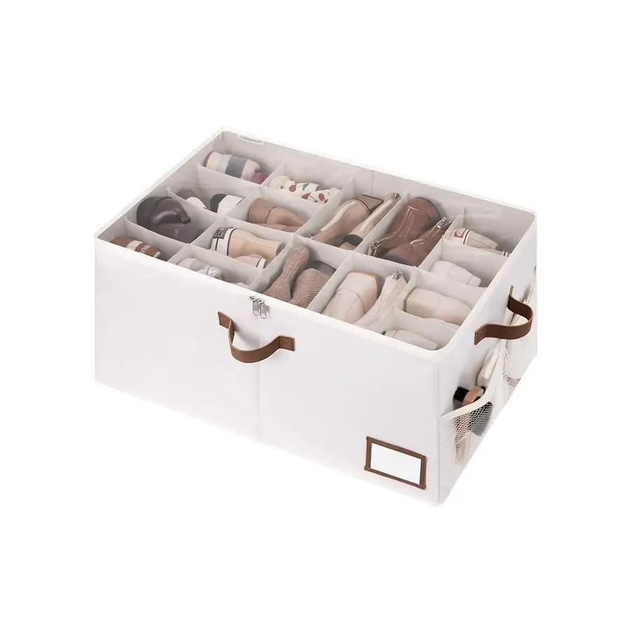 Shoe Organizer for Closet, Fits up to 20 Pairs, Shoe Cubby Storage Containers with Side Mesh Pocket and Clear Cover, Beige
Shoe Organizer for Closet, Fits up to 20 Pairs, Shoe Cubby Storage Containers with Side Mesh Pocket and Clear Cover, Beige