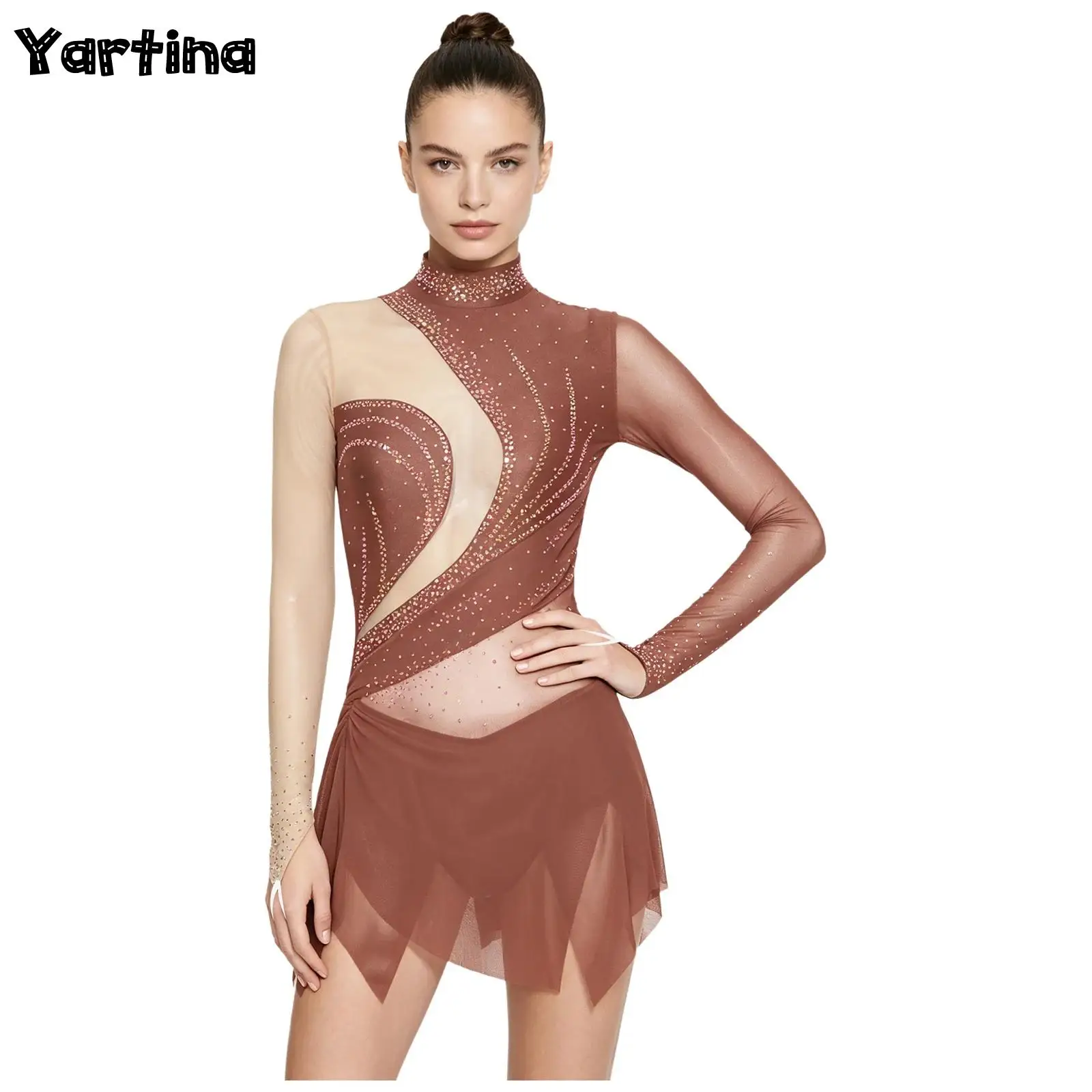 Womens Shiny Rhinestone Ballet Leotards Jersey Ruched Mesh Lyrical Dance Dresses Gymnastics Artistic Figure Skating Costume
Womens Shiny Rhinestone Ballet Leotards Jersey Ruched Mesh Lyrical Dance Dresses Gymnastics Artistic Figure Skating Costume