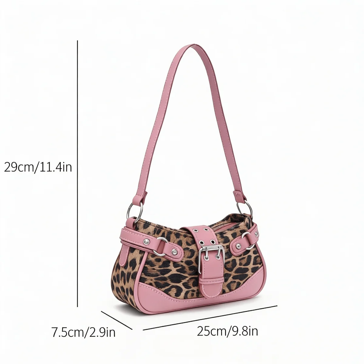 Leopard Print Pink Shoulder Bag For Women Vintage Crescent Underarm Handbag
Leopard Print Pink Shoulder Bag For Women Vintage Crescent Underarm Handbag