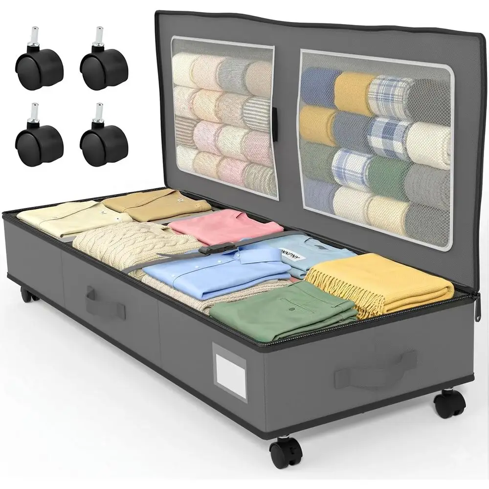 Rolling Underbed Storage Bin - 70L Capacity, Mesh Bag, Adjustable Dividers, Grey
Rolling Underbed Storage Bin - 70L Capacity, Mesh Bag, Adjustable Dividers, Grey