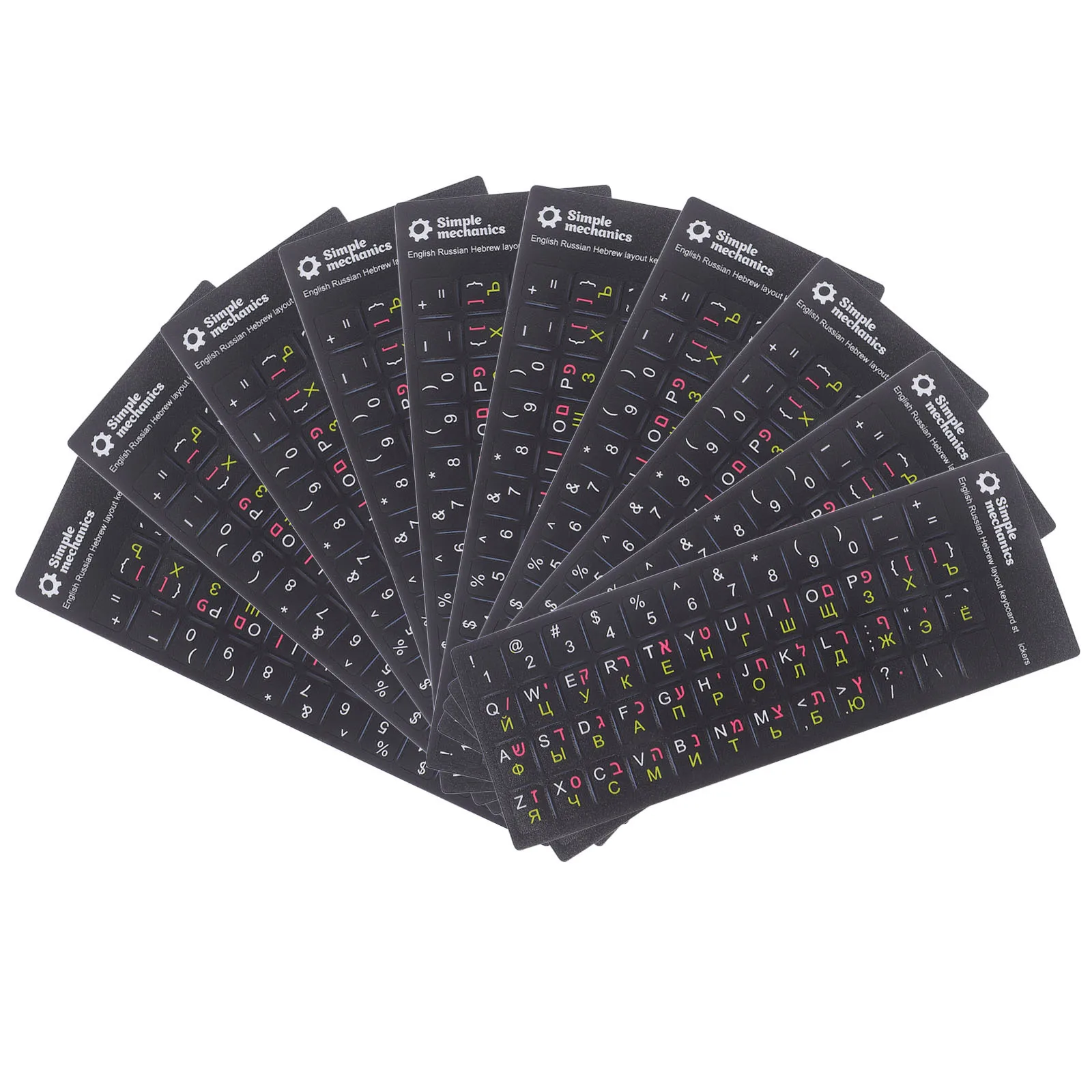 Multilanguage Keyboard Stickers English Hebrew Russian Labels Ultra-Thin For Laptop Notebook Precise Fit Reusable
Multilanguage Keyboard Stickers English Hebrew Russian Labels Ultra-Thin For Laptop Notebook Precise Fit Reusable
