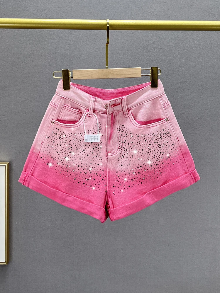 Heavy Du Rhinestone Denim orts Women's Hot Pants High Waist Loose Slimming A-Line Pants Summer Faion Casual Jeans
Heavy Du Rhinestone Denim orts Women's Hot Pants High Waist Loose Slimming A-Line Pants Summer Faion Casual Jeans
