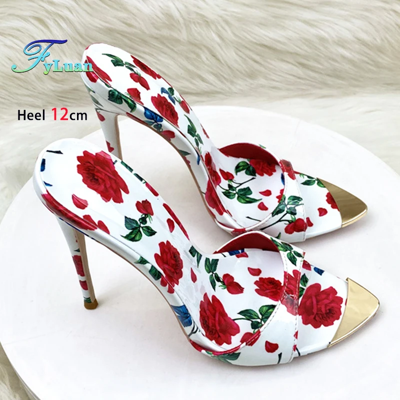 White Print Ladies Romance Flowers Summer Slip-on Shoes Mules 12CM Stiletto sandals Women Pointed Toe Super High Heels Slippers
White Print Ladies Romance Flowers Summer Slip-on Shoes Mules 12CM Stiletto sandals Women Pointed Toe Super High Heels Slippers