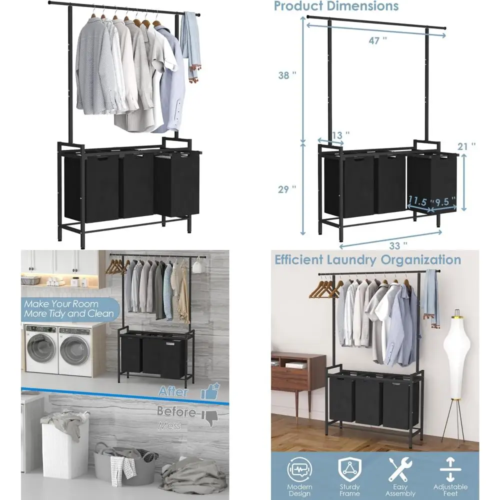 Freestanding Laundry Hamper with Pull-Out Sorter Bags, Hanging Rack, 10 x 3 Gallon Capacity, Removable Bags for Efficient Laundr
Freestanding Laundry Hamper with Pull-Out Sorter Bags, Hanging Rack, 10 x 3 Gallon Capacity, Removable Bags for Efficient Laundr