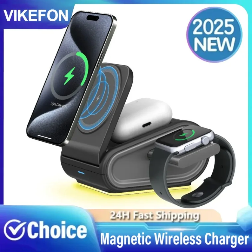 Светодиодная магнитная подставка для беспроводного зарядного устройства 3 в 1 для Magsafe iPhone 17 ~ 12 Apple Watch 11 ~ 2 Samsung Galaxy Watch 8/7 Airpods Pro
Светодиодная магнитная подставка для беспроводного зарядного устройства 3 в 1 для Magsafe iPhone 17 ~ 12 Apple Watch 11 ~ 2 Samsung Galaxy Watch 8/7 Airpods Pro