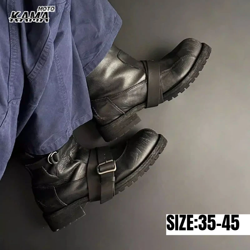 Потертые мотоциклетные ботинки унисекс, короткие ботильоны на толстой подошве, мотоциклетные ботинки в стиле ретро, выцветшие туфли до середины икры
Потертые мотоциклетные ботинки унисекс, короткие ботильоны на толстой подошве, мотоциклетные ботинки в стиле ретро, выцветшие туфли до середины икры