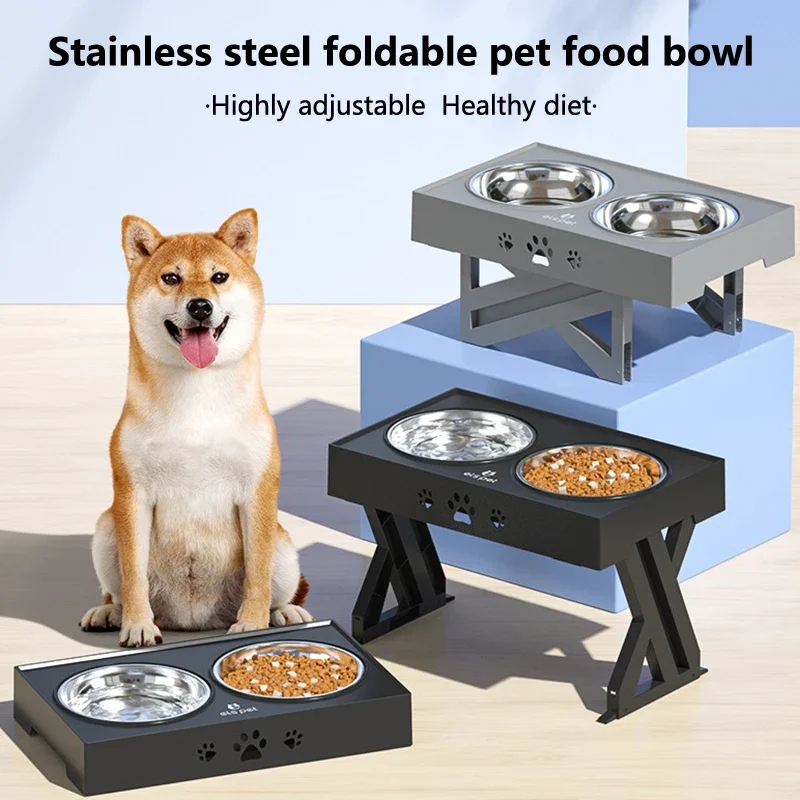 Dog Stainless Steel Bowl Pet Feeder Water Lifting Dining Table Double Bowl Dining Foldable Adjustable Non Slip Cat Pet Supplies
Dog Stainless Steel Bowl Pet Feeder Water Lifting Dining Table Double Bowl Dining Foldable Adjustable Non Slip Cat Pet Supplies