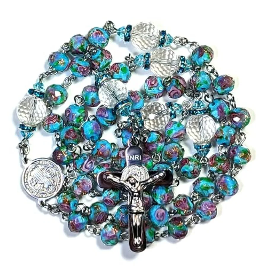 Rosary Beads Chaplet Premium Blue Rose S Artificial Crystal Glass Rosery Cross Catholic gifts
Rosary Beads Chaplet Premium Blue Rose S Artificial Crystal Glass Rosery Cross Catholic gifts
