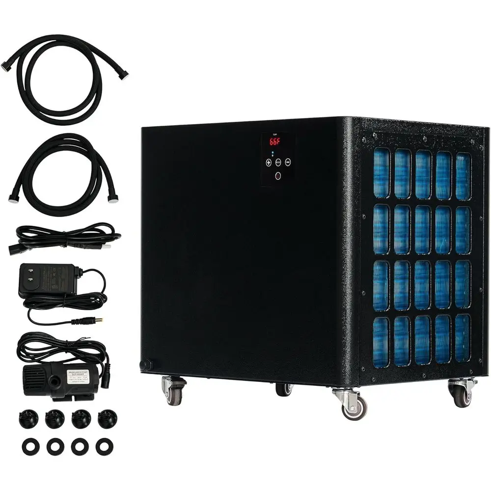 1/2 HP 132 Gal Aquarium Chiller with Pump, 2 Pipes, Quiet Design, Hydroponics & Coral Shrimp Use, 110V, Black
1/2 HP 132 Gal Aquarium Chiller with Pump, 2 Pipes, Quiet Design, Hydroponics & Coral Shrimp Use, 110V, Black