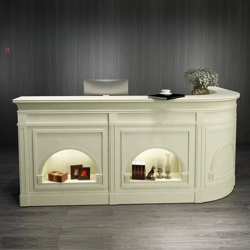 TT retro cashier haircut reception clothing store curved health counter with lights
TT retro cashier haircut reception clothing store curved health counter with lights