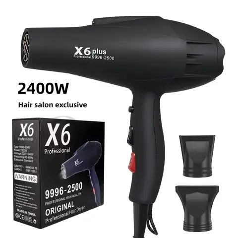 New X6 Hair Salon Professional Hair Dryer 2400W High Power Strong Wind Speed Drying Home Hairdryer Recommended Hairdryer