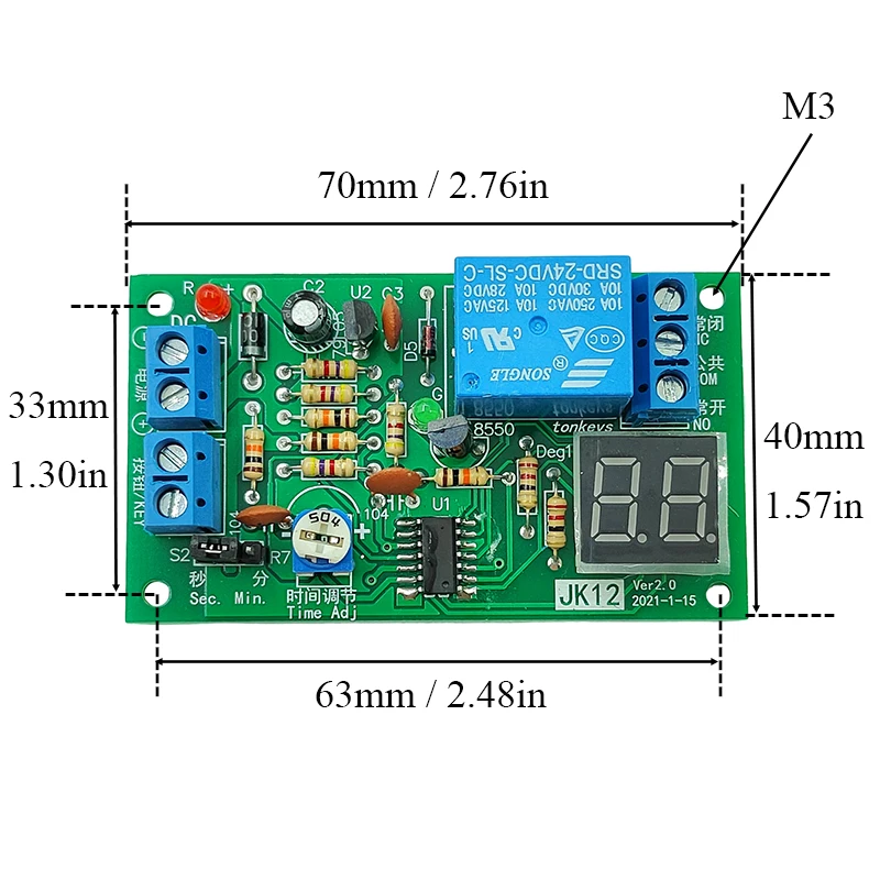 JK12 DC12V/24V Time Delay Relay Module with Time Display Trigger Delay Control 1-99S/Min ON/OFF Switch for Electronics
JK12 DC12V/24V Time Delay Relay Module with Time Display Trigger Delay Control 1-99S/Min ON/OFF Switch for Electronics