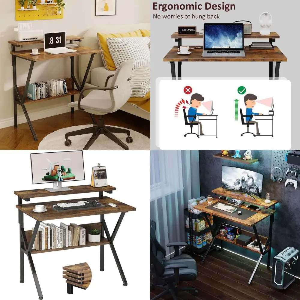 Compact 27.5 Inch Desk for Small Spaces with Adjustable Monitor Stand and Storage, Rustic Brown
Compact 27.5 Inch Desk for Small Spaces with Adjustable Monitor Stand and Storage, Rustic Brown