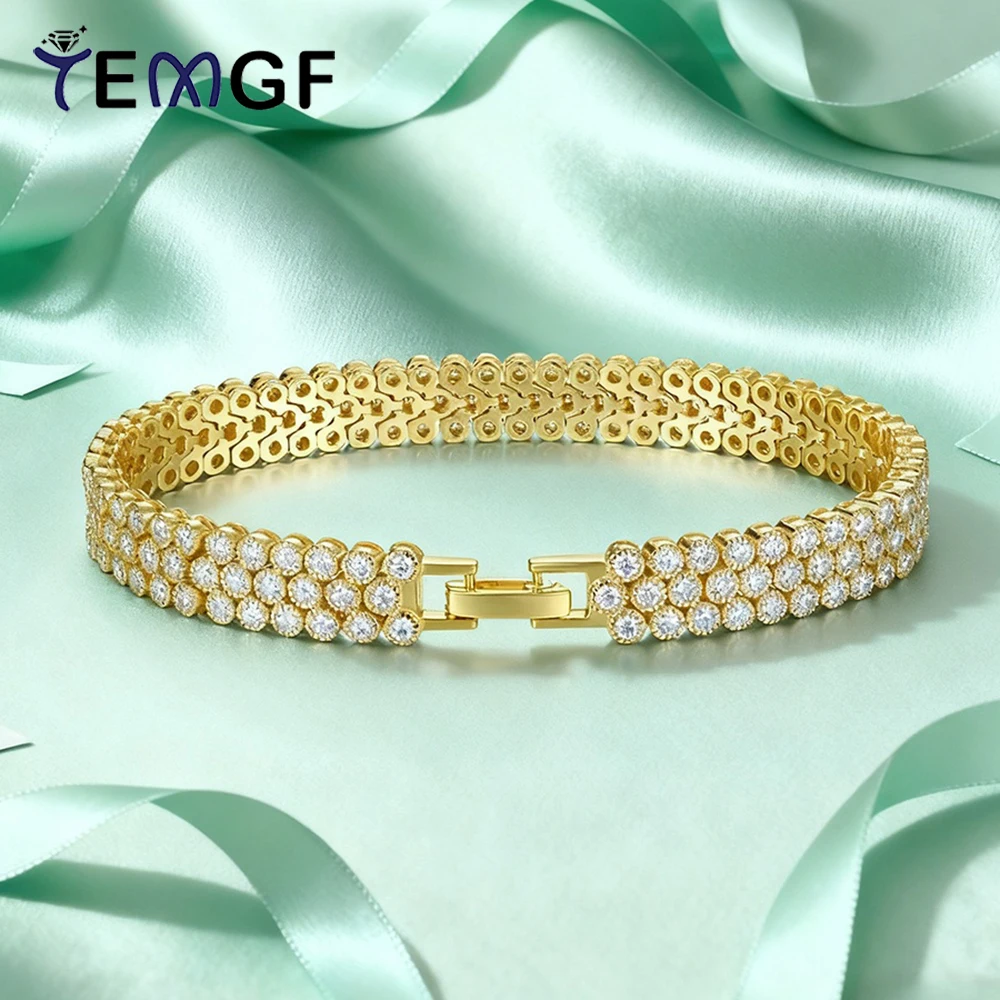 TEMGF Full 2mm Moissanite Bracelet Certified 925 Silver Plated 18K Gold 3 Rows Chain 19cm Wrist Luxury Fine Jewelry Unisex Gifts
TEMGF Full 2mm Moissanite Bracelet Certified 925 Silver Plated 18K Gold 3 Rows Chain 19cm Wrist Luxury Fine Jewelry Unisex Gifts