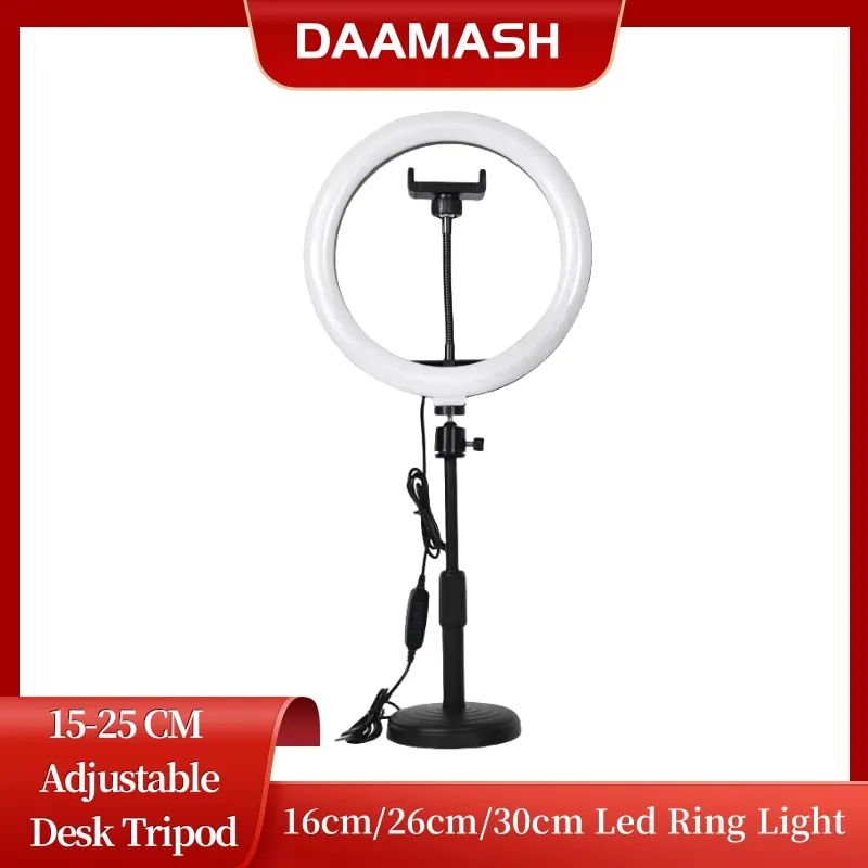 16cm/26cm/30cm Desktop Led Ring Light Dimmable Desk Photography Live Studio Video Selfie Lamp With Extend Tripod Light Stand
16cm/26cm/30cm Desktop Led Ring Light Dimmable Desk Photography Live Studio Video Selfie Lamp With Extend Tripod Light Stand