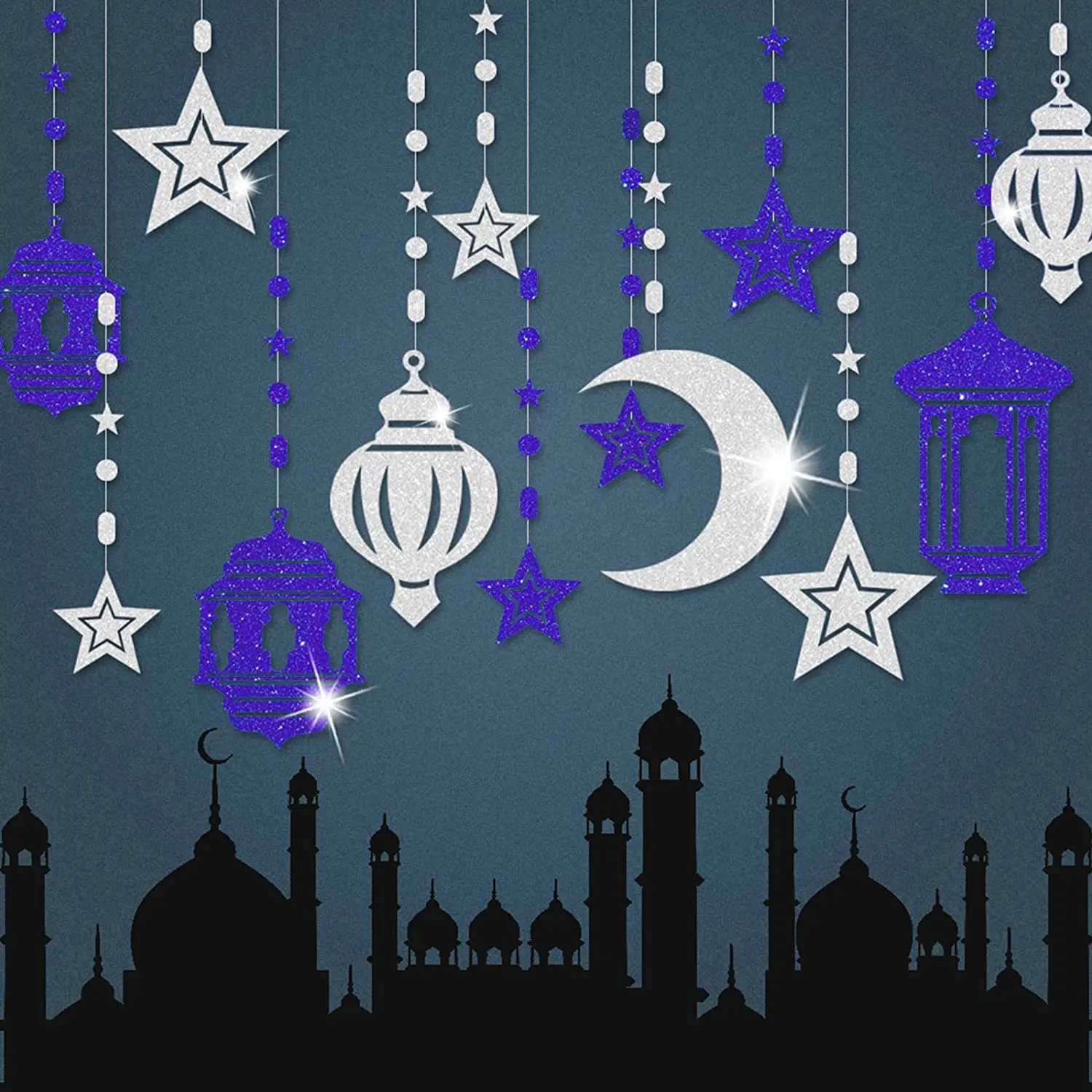 12pcs Eid Mubarak Hanging Decoration Star Moon Lantern Garland Ramadan Kareem Hanging Streamer for Muslim Holiday Party Supplies
12pcs Eid Mubarak Hanging Decoration Star Moon Lantern Garland Ramadan Kareem Hanging Streamer for Muslim Holiday Party Supplies