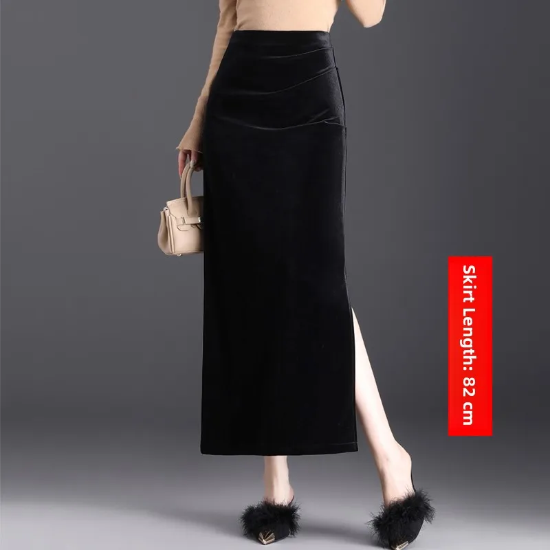 Gold Velvet High Waist Long Skirt Women's Autumn Winter Slimming Split to Ankle One Step Wrap Body Long Skirt Commute Style
Gold Velvet High Waist Long Skirt Women's Autumn Winter Slimming Split to Ankle One Step Wrap Body Long Skirt Commute Style