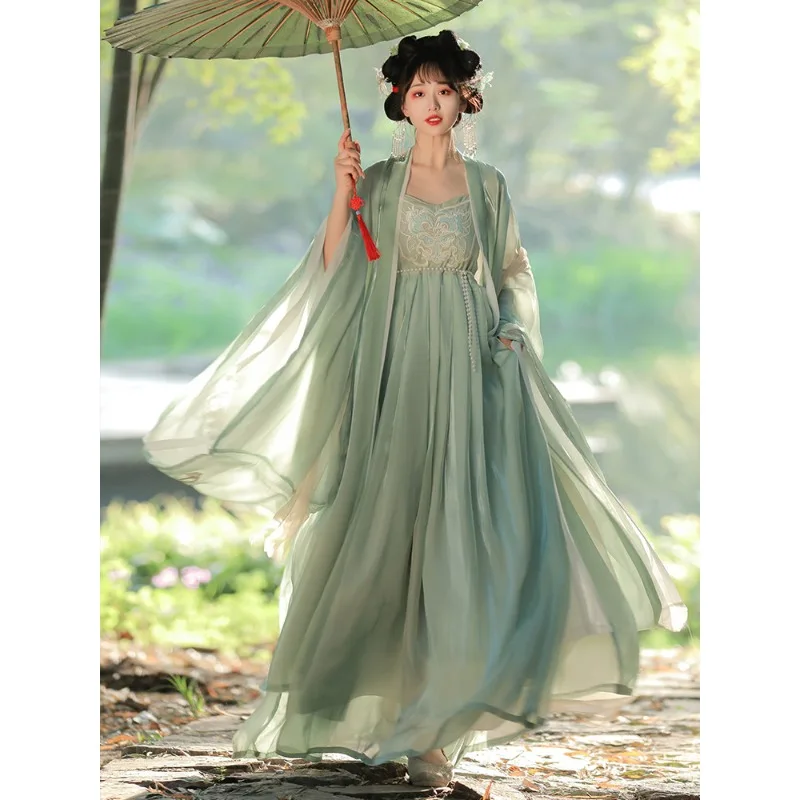 Summer Tang Style Hanfu Women Super Fairy Hezi Dress Flow Wide Sleeve Chest-high Skirt Elegant Daily Ancient Costume
Summer Tang Style Hanfu Women Super Fairy Hezi Dress Flow Wide Sleeve Chest-high Skirt Elegant Daily Ancient Costume