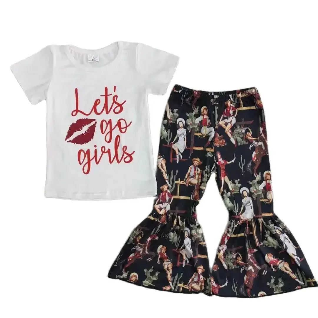 B7-15 Kids Girls Summer Outfit Sets Short Sleeves Top Letters Lips Oil Painting Woman Print With Trousers Children Clothes
B7-15 Kids Girls Summer Outfit Sets Short Sleeves Top Letters Lips Oil Painting Woman Print With Trousers Children Clothes