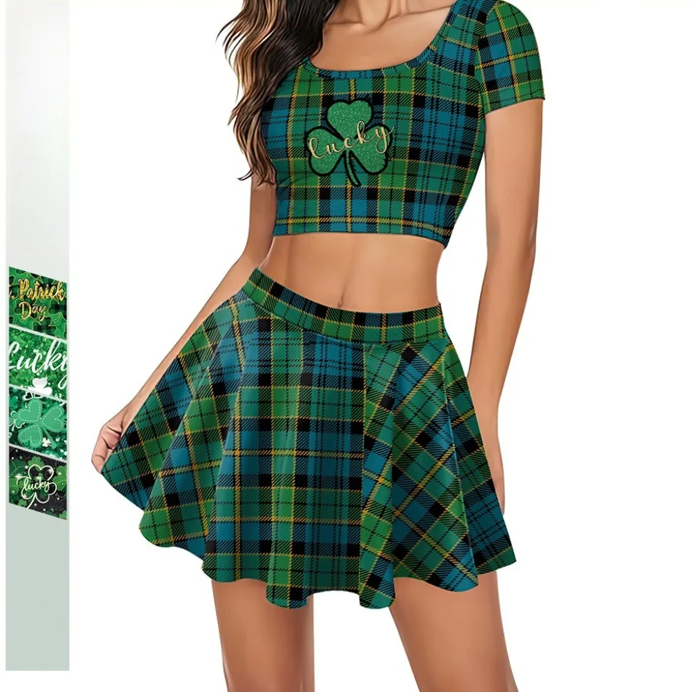 Женские топы Lucky Shamrock на день Святого Патрика, юбка, наряд для взрослых, зеленые клетчатые плиссированные юбки, праздничный карнавальный костюм для вечеринки
Женские топы Lucky Shamrock на день Святого Патрика, юбка, наряд для взрослых, зеленые клетчатые плиссированные юбки, праздничный карнавальный костюм для вечеринки
