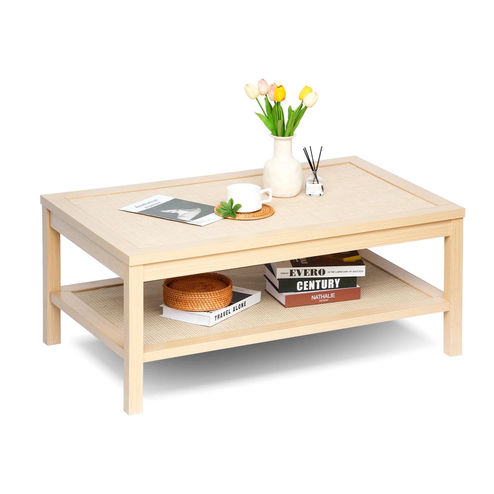 Rattan Coffee Side Table, Farmhouse Table with Storage Shelf , 2 Tier Wood Coffee Table for Living Room
Rattan Coffee Side Table, Farmhouse Table with Storage Shelf , 2 Tier Wood Coffee Table for Living Room